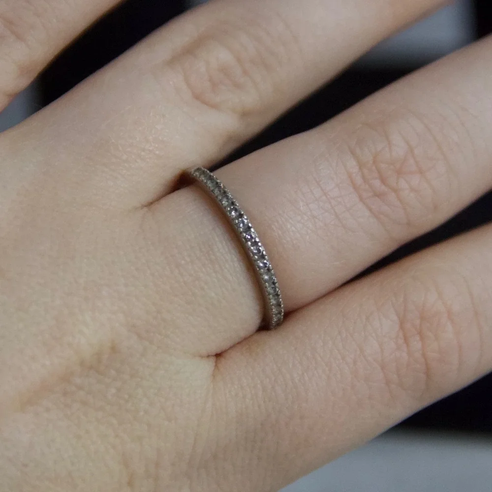 Sterling Silver 925 Cubic Zirconia Half Eternity Stackable Band Ring Size 8